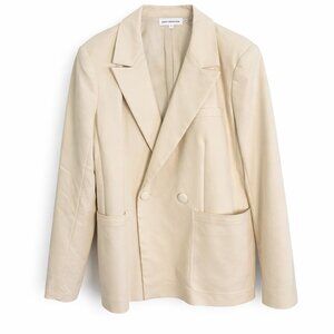 Good American Cream Double Breasted Blazer Size 1 Structured Neutral Jacket